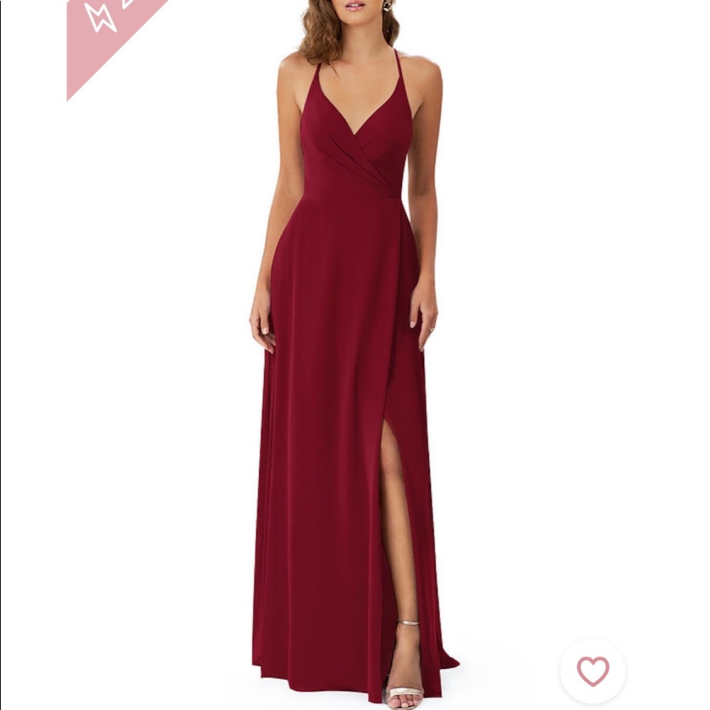 Wedding bridesmaids wine red floor length dress